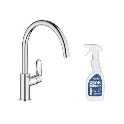 Mitigeur cuisine Start Flow Bec haut Chrom&eacute; + nettoyant robinetterie GrohClean