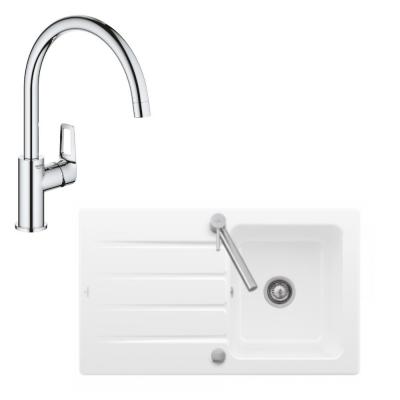 Evier Architectura 50 86 x 51 cm Blanc + Robinet cuisine Bauloop