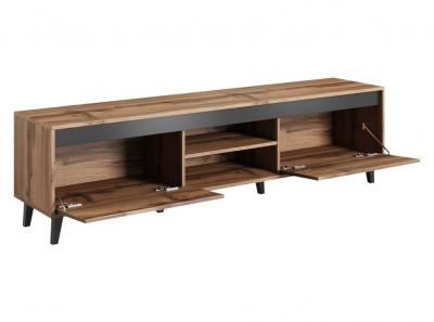 Meuble tv martin 2 portes et 2 niches 170cm - gris / bois