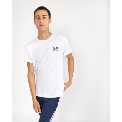 Under armour sportstyle left chest tee 1326799 100 homme t shirt blanc