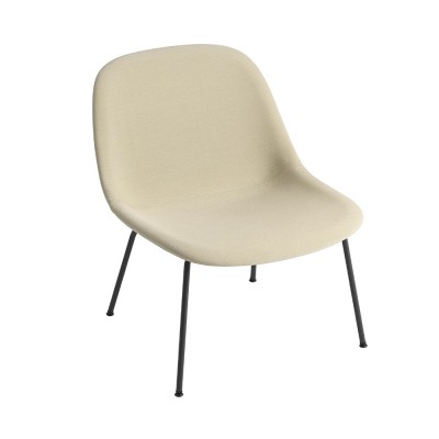Chaise lounge Fiber tissu beige Steelcut Trio 236 & pi&egrave;tement acier - Muuto