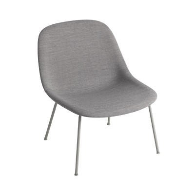 Chaise lounge Fiber tissu gris Remix 133 & pi&egrave;tement acier - Muuto