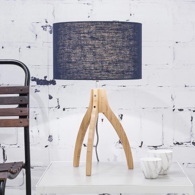 Lampe &agrave; poser Annapurna lin bleu denim - Good & Mojo