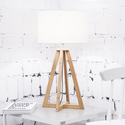 Lampe de table Everest en lin et bambou Blancw