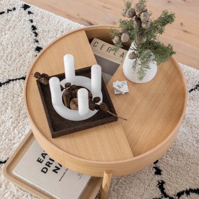 Woud - Arc Table basse &Oslash; 66 cm H 38 cm, ch&ecirc;ne huil&eacute;