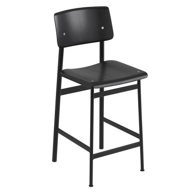 Tabouret de bar Loft ch&ecirc;ne noir et acier noir H108,5 cm - Muuto