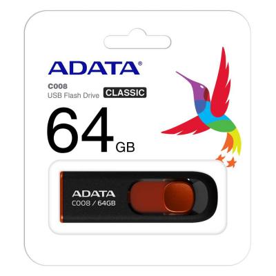 ADATA Classic Series C008 - Cl&eacute; USB - 64 Go - USB 2.0 - noir, rouge