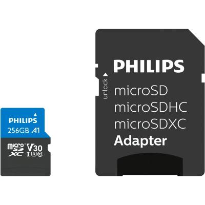 Philips microsdxc card 256gb class 10 uhs-i u3 + adaptateur DFX-512570