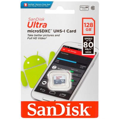 SanDisk Ultra - Carte m&eacute;moire flash - 128 Go - A1 / UHS Class 1 / Class10 - microSDXC UHS-I 