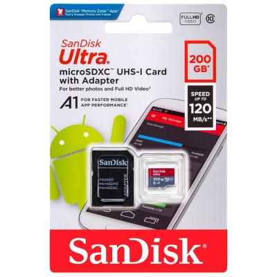 Sandisk Ultra Microsdxc A1 200gb 120mbps+adapter Memory Card Noir