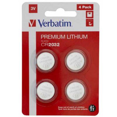Verbatim 49533 Cr 2032 Lithium Batteries 4 Units Argent&eacute;