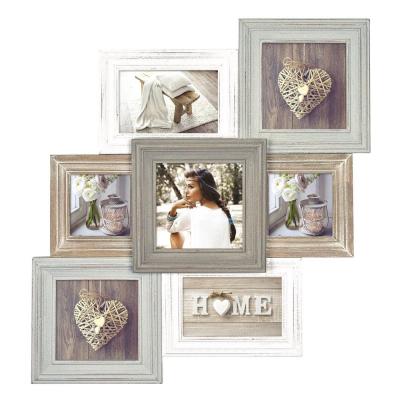 Zep Ty381 Airolo Cadre Photo Multivues Bois Blanc/beige/gris/brun 53 X 50 X 3,5 Cm