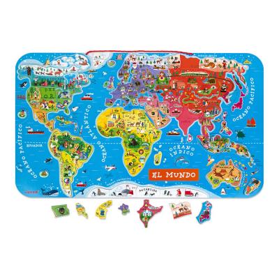 Janod - J05503 - Puzzle Monde Magn&eacute;tique - Version espagnole (bois)
