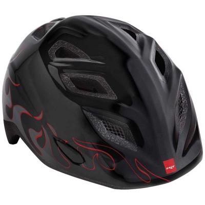 Casque de v&eacute;lo pour enfants - MET - Genio - Noir avec flammes noires - Taille 52-57cm
