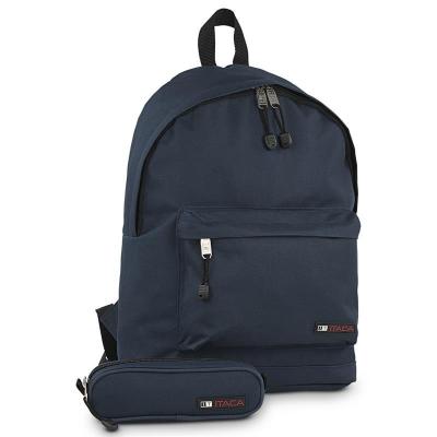 Sac &agrave; dos avec poche crayon bleu marine Itaca 