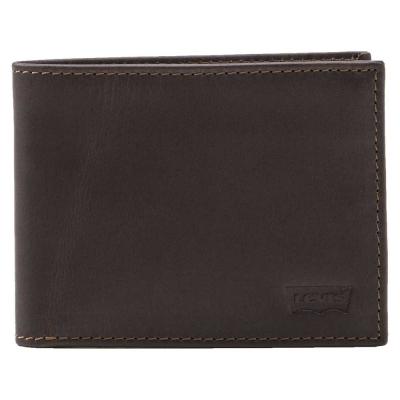Levi's pour homme. Portefeuille en cuir Batwing brun fonc&eacute; -11x2x8,5c