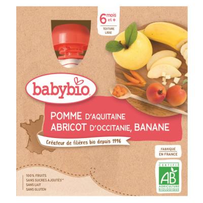 Gourdes Pomme, Abricot et Banane 4x90g Bio