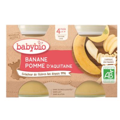 Babybio Petits Pots Pomme Banane Bio d&egrave;s 4 mois 2x130g