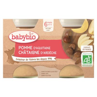 Babybio Fruits Pot Pomme Ch&acirc;taigne +6m Bio 2 x 130g
