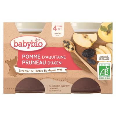 Babybio Fruits Pot Pomme Pruneau +4m Bio 2 x 130g