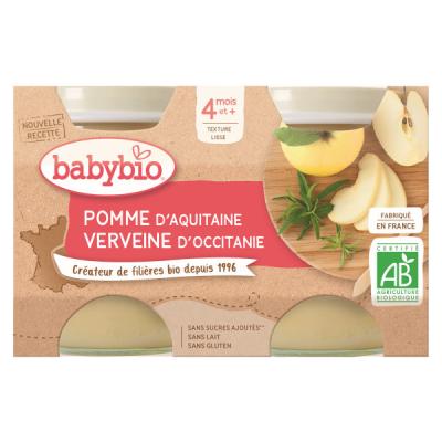 Babybio Petits Pots Pomme Verveine d&egrave;s 4 mois 2x130g