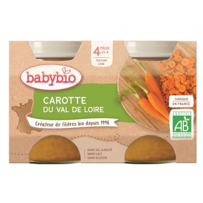 BABYBIO - Petit Pot B&eacute;b&eacute; Carotte - Bio - 2x130g - D&egrave;s 4 mois