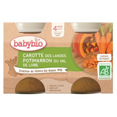 Babybio L&eacute;gumes Pot Carotte Potimarron +4m Bio 2 x 130g