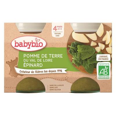BABYBIO Mes L&eacute;gumes - 2x130g Pomme de Terre - Epinards - 4 mois