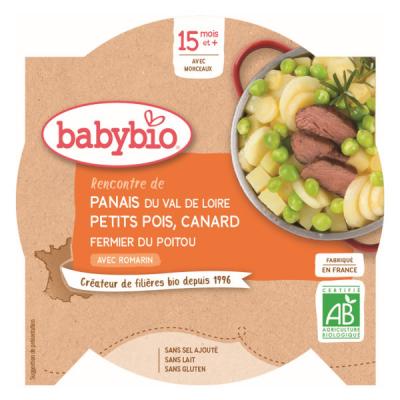 BABYBIO Mon p'tit Plat Assiette - 230 g ou 260 g Panais Petits Pois et Canard - D&egrave;s 15 M