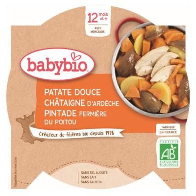 Babybio - Assiette Patate douce Chataigne Pintade - Bio - 230g - D&egrave;s 12 mois