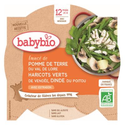 BabyBio - Assiette Menu Haricots verts et &eacute;minc&eacute; de Dinde