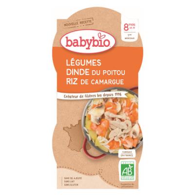 Babybio - Bol L&eacute;gumes Dinde Riz - Bio - 2x200g - D&egrave;s 8 mois