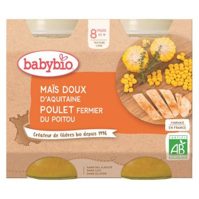 Pot Poulet & Ma&iuml;s doux 8M 2x200G Bio
