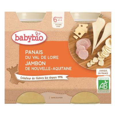 BABYBIO Repas du Midi - Petits pots Panais, Jambon d&egrave;s 6 mois 2x200g