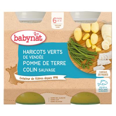 BABYNAT Petits Pots Menu du Jour - 2 x 200g - D&egrave;s 6 Mois L&eacute;gumes Colin Sauvage