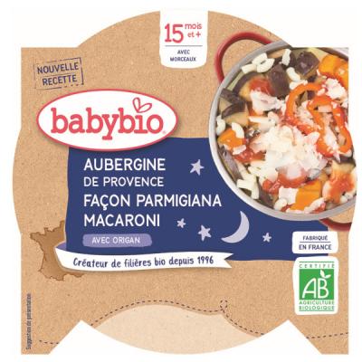 Plat B&eacute;b&eacute; D&egrave;s 15 Mois, Aubergines P&acirc;tes Babybio - L'assiette De 260 G
