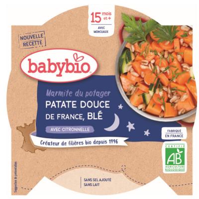 Babybio Assiette Marmite Du Potager Patate Douce/Bl&eacute; 260 G - Lot De 4