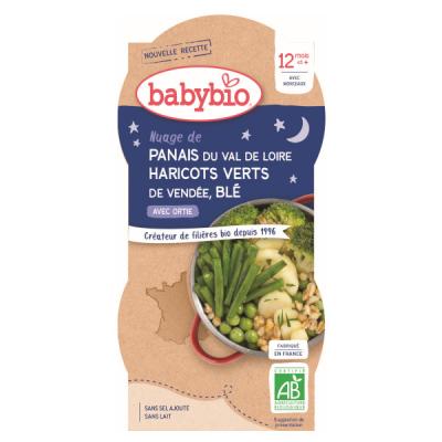 Babybio Bols Bonne Nuit L&eacute;gumes Verts Bl&eacute; Bio d&egrave;s 12 mois 2 x 200g
