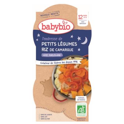 Tendresse de petits l&eacute;gumes & riz, avec morceaux, d&egrave;s 12 mois, bio