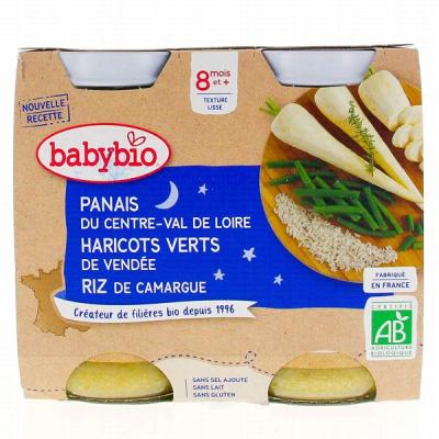 Babybio Petits Pots Panais Haricots Verts Riz 2x200g