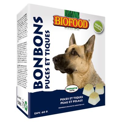 Biofood Chien Maxi Bonbons Puces et Tiques - Peau et Pelage 40 pi&egrave;ces