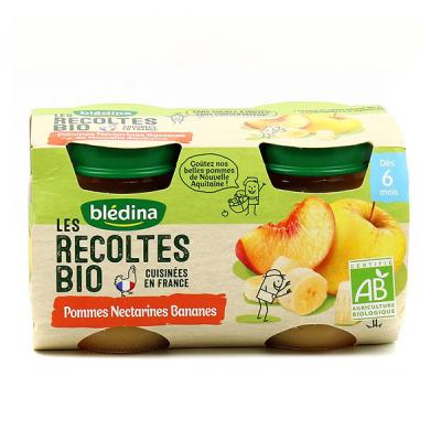 Petits pots pommes, nectarines, bananes, d&egrave;s 6 mois, bio