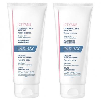 Ducray Ictyane Cr&egrave;me Emolliente Nutritive Visage et corps 2x200ml 