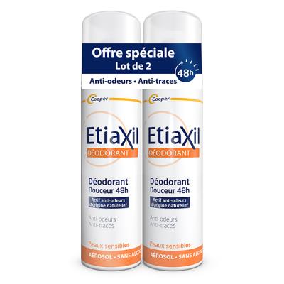 ETIAXIL D&eacute;odorant douceur 48h a&eacute;rosol lot de 2 a&eacute;rosol 150ml