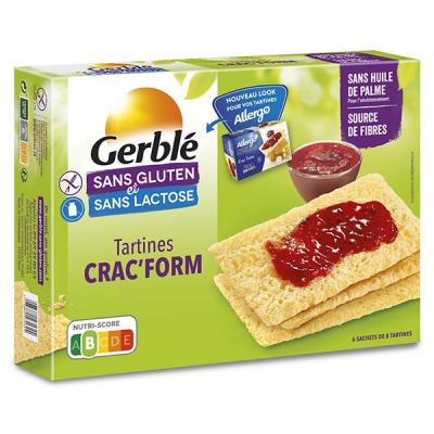 Biscottes Sans Gluten&Lactose Gerble - Les 2 Sachets De 125 G