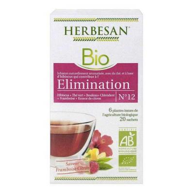 Herbesan Infusion Hibiscus Framboise Citron Elimination Bio 20 sachets