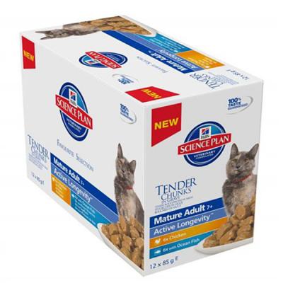 Hill's Science Plan Mature Adult 7+ - s&eacute;lection poulet & poisson (48 x 85 g)