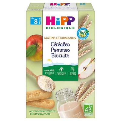HIPP C&eacute;r&eacute;ales Matins Gourmands - Pommes Biscuits - 250g - D&egrave;s 8 Mois