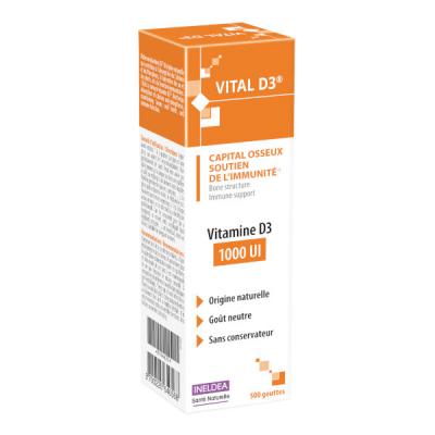 INELDEA Vital D3 capital osseux soutien de l'immunit&eacute;500 gouttes