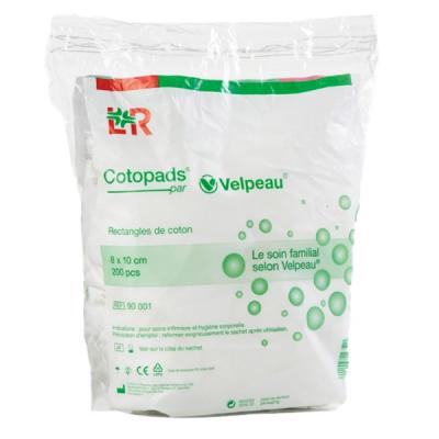 Velpeau Cotopads Rectangles Coton 8x10cm 200 Unit&eacute;s